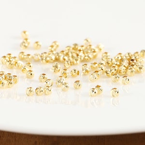 50-1000Pcs 18k Gold Round Spacer Bead Finding，vertical grain beads, 2.5mm Mini beads,Real gold Plated
