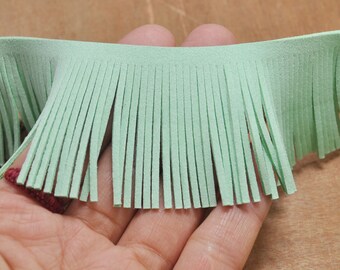 1 yard Aqua Faux suede fringe,fringed trim in White faux suede, 48mm wide fringed trim for bags,Fringe Tassel pendant,accessories