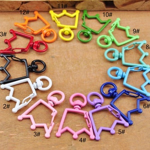 10Pcs Crown shaped swivel snap hook key chain swivel clasp ,Coloured key clasps,Swivel Clasp Connector for Keychains and Accessories,35x27mm