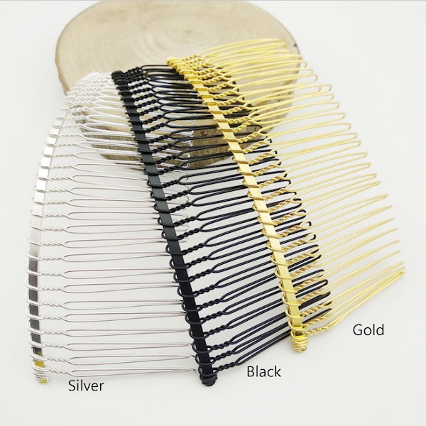 30 teeth Silver Hair Combs--10pcs Silver/Black/Gold Plated Hair Combs,Wedding Bridal Accessory,DIY Wholesale Metal hair comb,45mm Wide