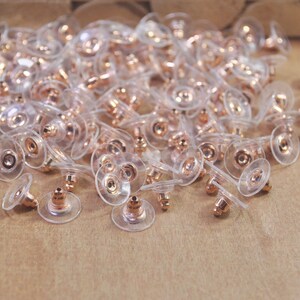 100/200 topes para pendientes con almohadillas, tope para pendientes chapado en oro rosa, tope para pendientes de disco, tuercas y topes para pendientes, tope para pendientes, para accesorios de joyería