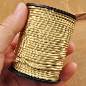 30/50/100 Yards,2mm Light Gold Cords/Ropes/Strings,Nylon Braided Cord for Jewelry Crafts/HomeDecor/Wrapping Gifts etc
