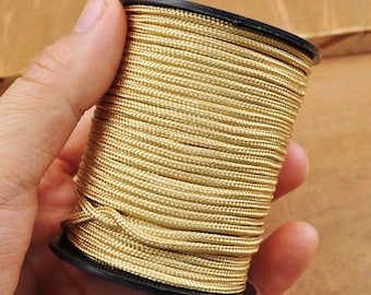 30/50/100 Yards,2mm Light Gold Cords/Ropes/Strings,Nylon Braided Cord for Jewelry Crafts/HomeDecor/Wrapping Gifts etc