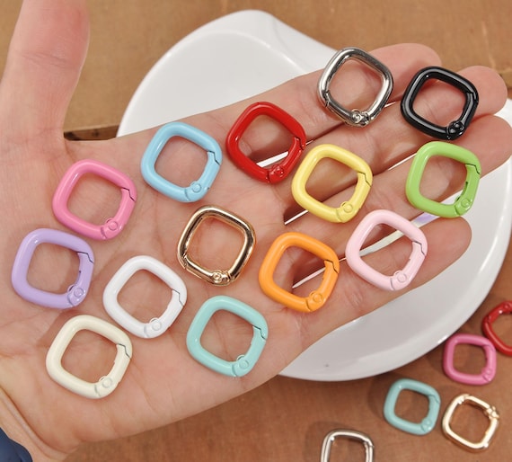 Square Keychain,colorful Square Shape Carabiner Snap Hook Key Ring