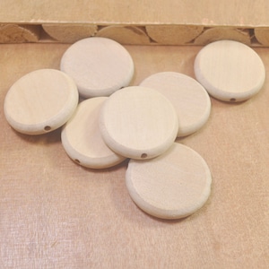 20Pcs 35x33mm Beads,Natural Flat Wood Circles Wooden discs, Flat Round Wooden Beads