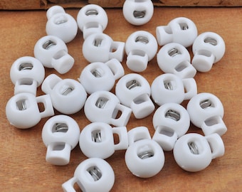 10-100Pc Plastic Single Hole Round Cordlock,Toggles Stopper,15mm drawstring lock,Whtie cord lock,elastic cord stop,Toggle Lock supply