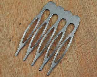 5 teeth Metal Hair Combs,20pcs Silver Gray Metal Hair Combs,Works Great with Filigree Flowers / Resin Cabochons--26x40mm.