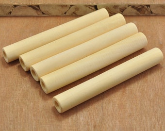 10 cuentas tubulares largas de madera, cuentas tubulares grandes de madera, cuentas de madera con forma de cigarrillo, cuentas tubulares de madera sin terminar (10 cm x 1,4 cm).