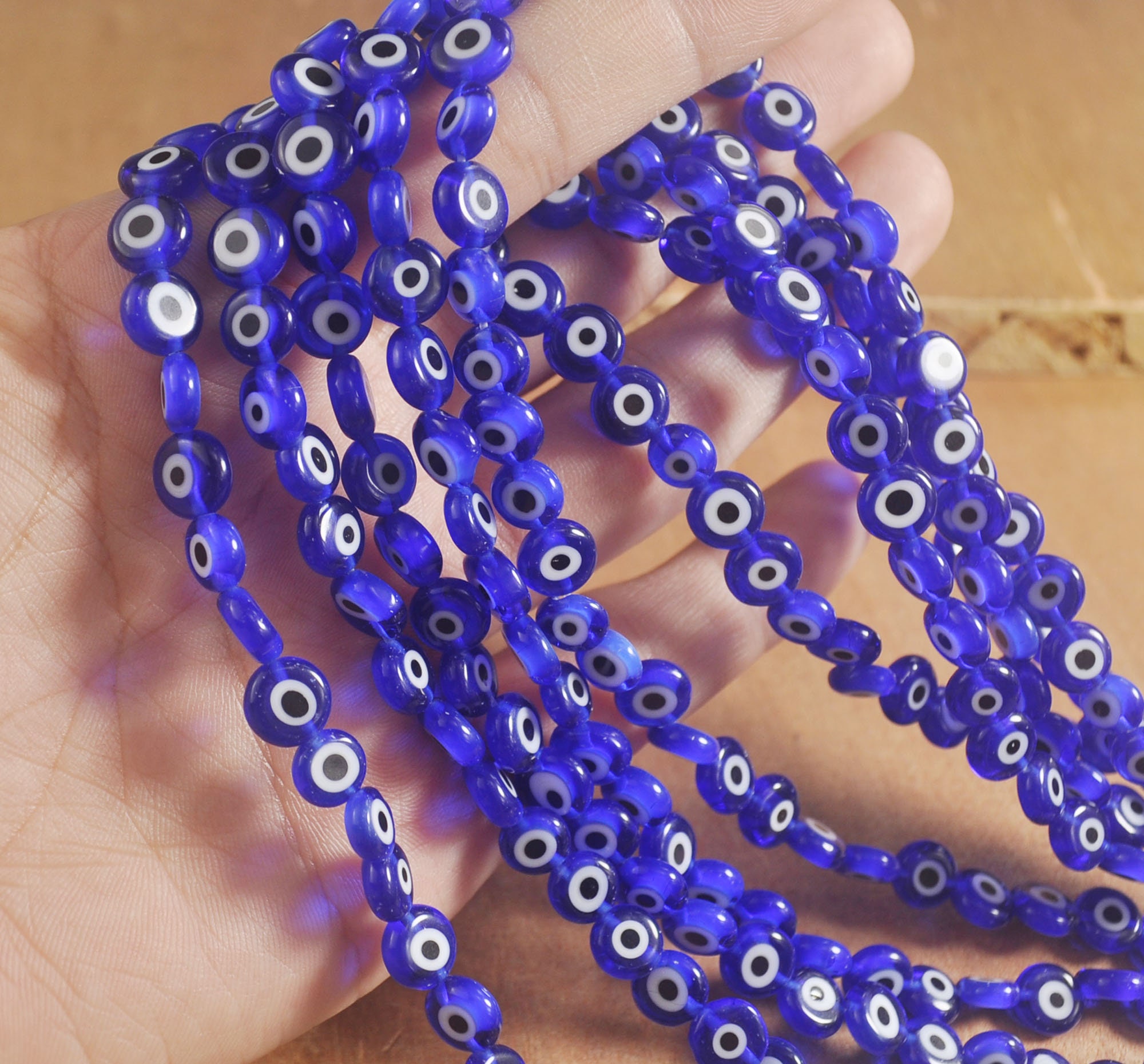 200PCS Blue Evil Eye Beads for Bracelets Making, 8MM 8MM