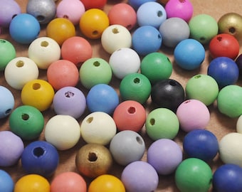 50pcs Painted Wood Beads,20mm Round Ball Bead,Necklace Wooden Bead,Colorful Beads,spacer bead,DIY,Jewelry Supply