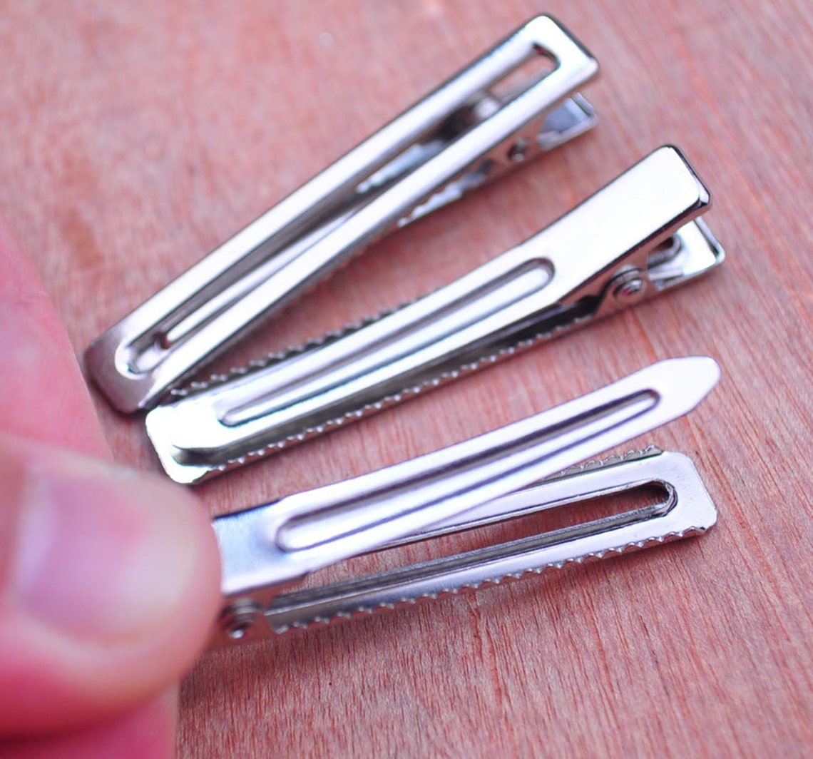 Good Quality30pc Metal Alligator Clips Barrettes Silver Etsy