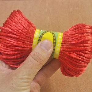 10 meters Red Satin Rattail Cord,2mm satin string,Nylon Thread, Jewellery, Knotting,Vegan satin cord,Crafts,DIY cord.