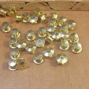 10pcs Light gold Locking Pin Backs，Brass Locking clutch,Pin Keepers,pin back
