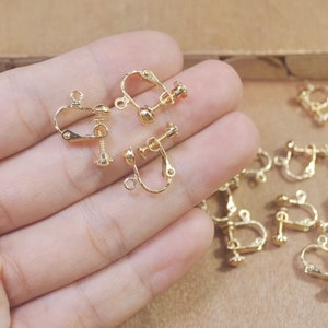 20 KC Gold Screw in Clip earring,Adjustable Screw back earring clips KC Gold clip earring findings non pierced earring KC Gold clip adaptor