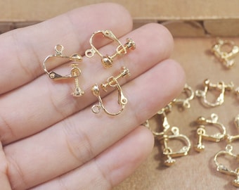 20 KC Gold Screw in Clip earring,Adjustable Screw back earring clips KC Gold clip earring findings non pierced earring KC Gold clip adaptor