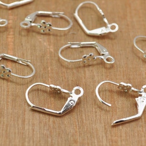 Brass Earings,50pcs(25 pairs) Silver Tone earring hook earwire (17mmx8.5mm) - French earring Findings.