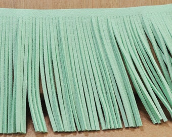 78mm wide mint green suede leather fringes,for costume fringes,3.3ft,fringed trim faux suede,leather fringes,Indian fringes,tassel pendant