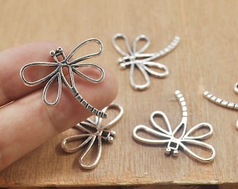 20 stücke antike silber metall libelle charms, Libelle Anhänger für DIY Schmuck Zubehör Armband Halskette Metallperlen 28 x 30 mm.