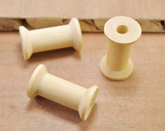 Large Wood Spool,10pcs Wooden Spools Beads,Unfinished Natural wooden spool,DIY tool Wooden Spools charms finidings--45x30mm