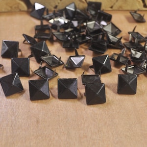 Metal Studs,50/100 Black Square Metal Pyramid Studs for Clothing Shoes Bags Purses Leathercraft Decoration,DIY 12x12mm