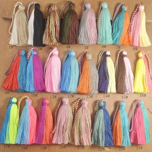 24Colors,7&quot; long cotton tassels,Handmade Mala Tassels,bookmark cotton thread tassels, long cotton decorative craft tassel for jewelry making