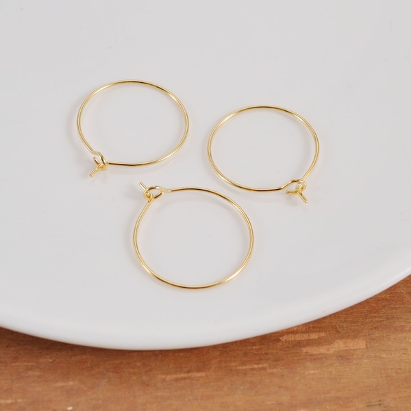 18k Gold Plated Earring Hoops,10/30/50/100Pcs 20mm Circle earrings, Round Earring Hoop ,Earring Wires, Jewelry Making
