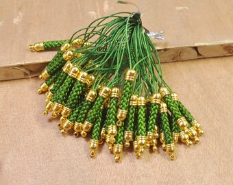 20 pcs/50pcs/100pcs  Deep green Cell Phone Lanyard Strap Cords，Mobile Lariat Strap Cords With Gold Metal Connectors-- 5x72mm