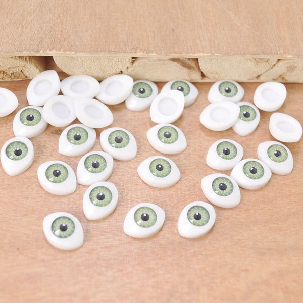 10pair Doll Eyes Plastic Eyes Craft Eyes Flat Back, green eye, eye wholesale, doll supplies, eyes supplies --10x14mm