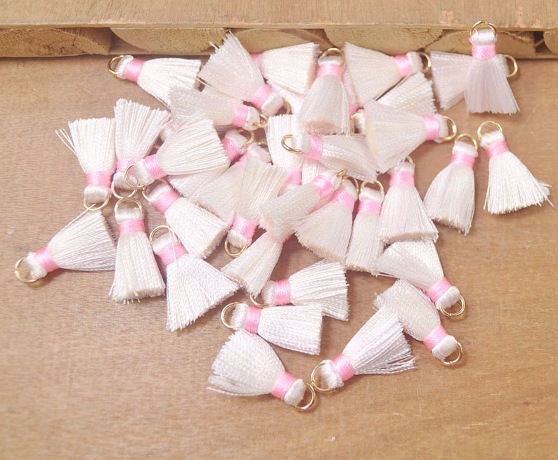 20pcs 0.9 of Milky white Mini Tassels DIY Craft Supplies,Jewelry tassel,Short Boho tassel,Small tassel Fringe Trim,Silk Earring tassel-FR43