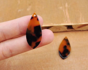 Colgante de acetato con forma de lágrima y estampado de leopardo, fornitura para pendientes de carey con forma de lágrima, componentes para pendientes con forma de lágrima, suministros para la fabricación de joyas