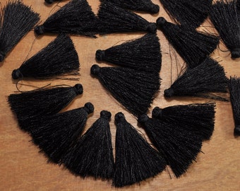 Black Mini Silk Tassel,25pcs 4cm Polyester Silk Tassels/Tiny Short Tassel/ Handmade Thread Tassel/Craft Tassel/Tassel Pendant.