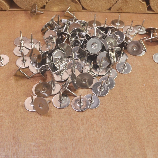 20Pcs/50Pcs Silver Plated Pin 10 mm Pad,Tie Tack, Pad Lapel Pin