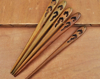 High Quality Vintage Wood hair stick,Hand fine carved wood hairpin simple smooth Brown wood hair stick,Shawl Pin Fork Hair Stick,Solid Wood