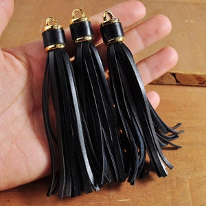 3,93 "Länge Quasten, 1-100 Stück schwarze Leder Quaste, Schlüsselanhänger Quaste, Taschenschlüsselring, PU Quaste Anhänger, Taschenzubehör, Schmuck Quasten