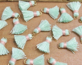 20 st 15 mm mini tofsar, aqua, korta boho tofsar, örhängen, små tofsar fransar, gör-det-själv-material, smycketofsar - FH01