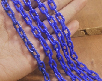 Plastic Chain , 13mm Blue Acrylic or Plastic Chain,15 inch length,Mask necklace，Eyeglass Chain - 3 pcs set