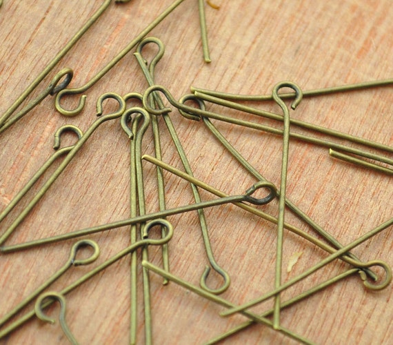 200pc of Eye Pins,Antique Bronze Eye Pin Jewelry Making settings 30mm,metal  eye pin,Bronze