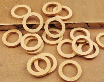 20Pcs 30mm Natural Wood ring,small unfinished wooden rings,wood circle,wood ring connector,one hole wood rings