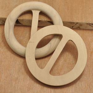 on sale - 2pcs Big Wood Buckle Unfinished Natural Wood Buckle Round Buttons,No Varnish & No Lacquer,Natural Wood Accessory - 75mm