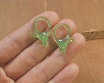 Transparent Green,30Pcs Small Plastic Lobster Clasp,Glasses Chain Clasps,Handbag Purse Strap Charm Key Chain Snap Hook Clasps-25x19mm