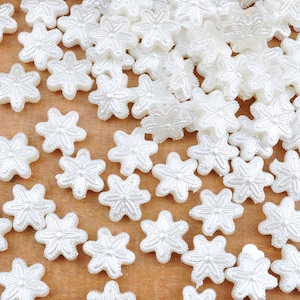 150Pcs Star Flower Beads, White Pearl Star, ABS Acrylic Star Shaped Beads, spaceing Star beads for Jewellery Making Supplies,12mm