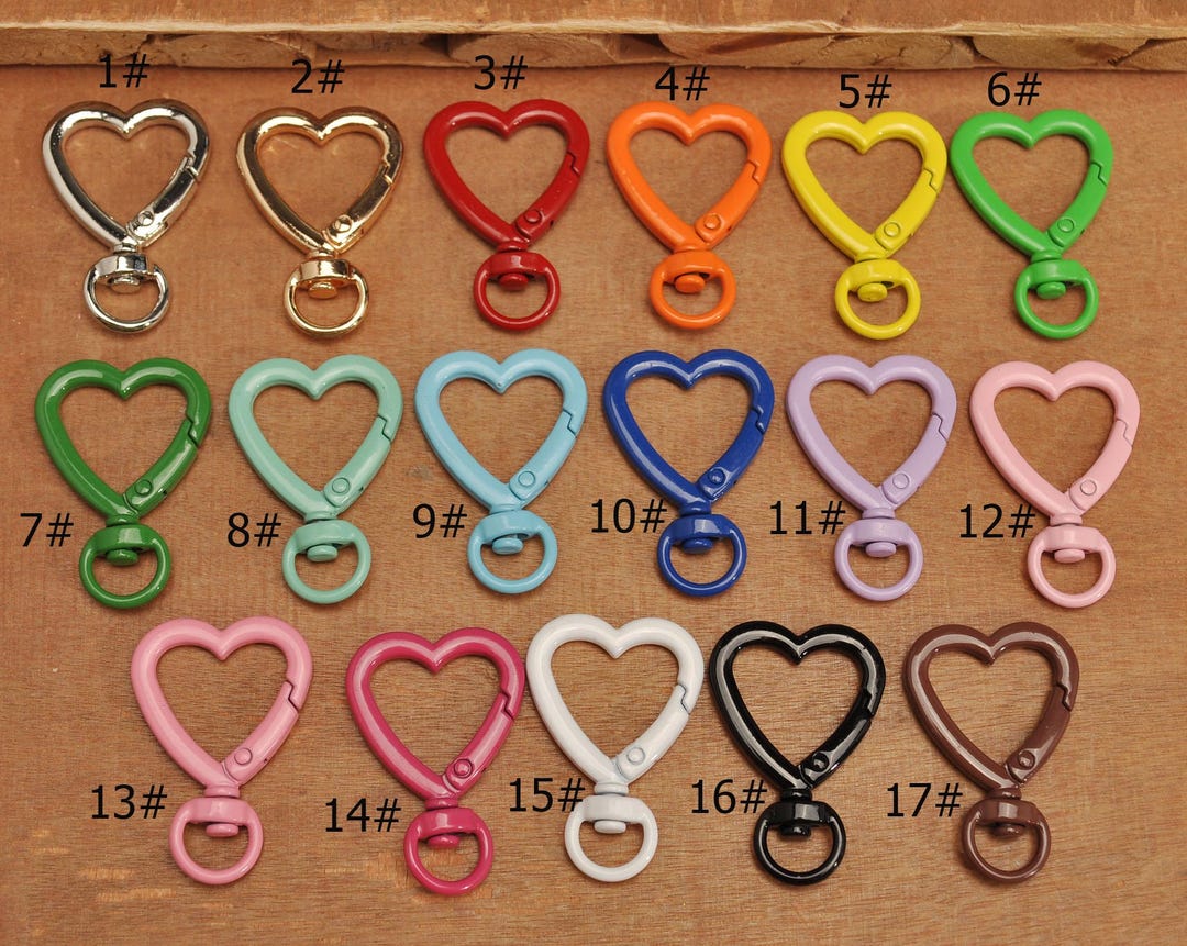 5-10pcs 17 Colors Heart Shape Lobster Clasp Key Ring for Keychain