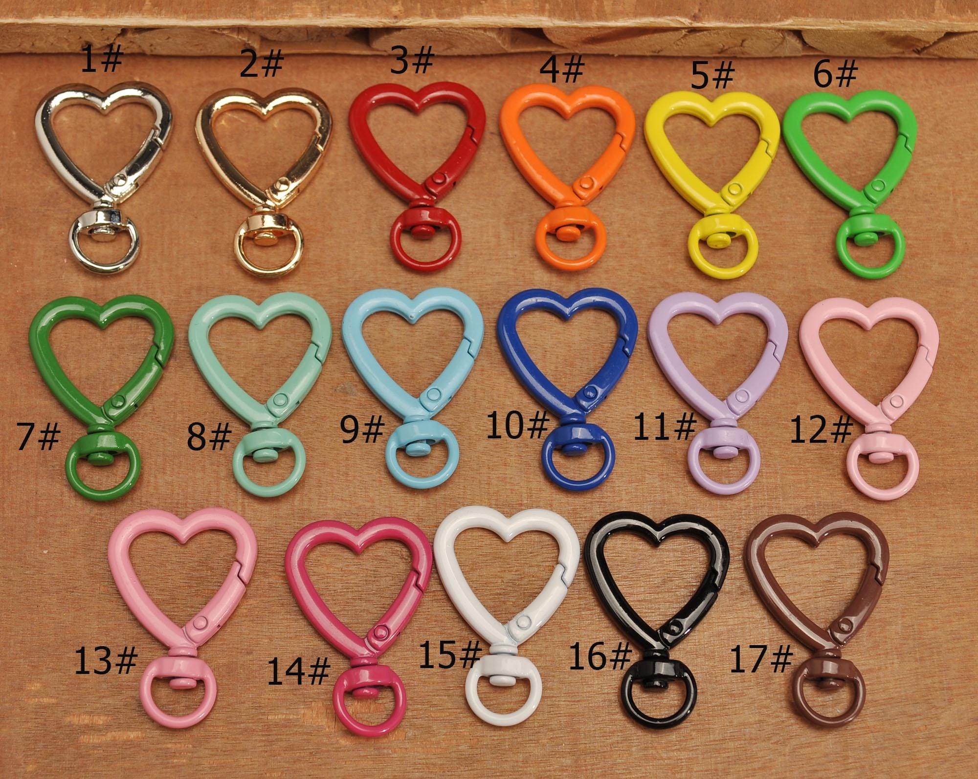 5-10pcs 17 Colors Heart Shape Lobster Clasp Key Ring for Keychain
