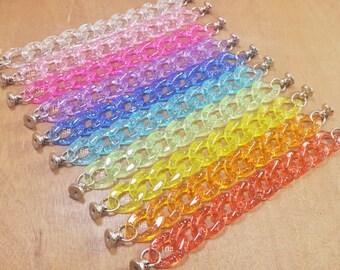 7.7” Colorful Shoe Chain，Glitter Clear Shoe Chain Charms,DIY Shoe Decoration，Chain for Girls Adult Teens Women Charm Widgets Decoration