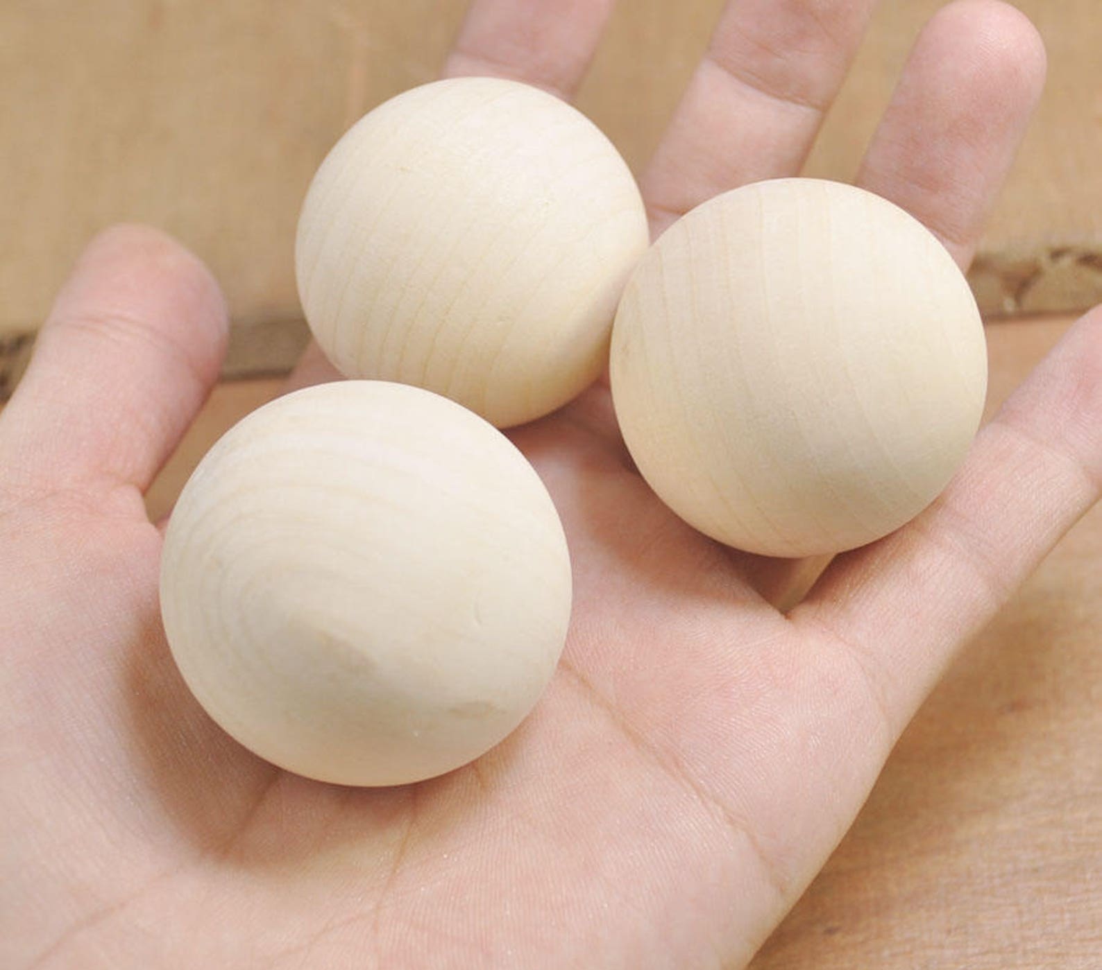 6 Pieces 40mm Natural Wooden Balls Large Wooden Balls Etsy