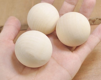 Cuenta grande de madera natural de 40 mm, 10 cuentas redondas de madera sin terminar, bola de madera - SIN agujero.