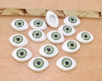 10 pares de cabujones grandes de globo ocular verde, ojos de muñeca, ojos de muñeca de plástico, artesanía de ojos, ojos con parte posterior plana, suministros de ojos de muñeca 23x16mm