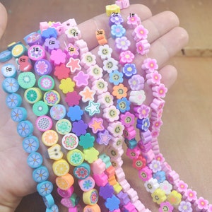 40Pcs,Polymer Clay Fruit,Star Beads,Flower Polymer Clay Fimo shaped polymer clay beads,bracelet beads,jewelry making beads