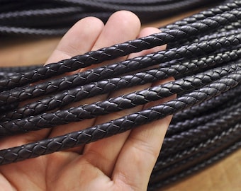 Cordón de cuero trenzado de 6 mm, cordón de cuero trenzado negro de 1 metro, cordón de piel sintética, cordón para collares y pulseras DIY