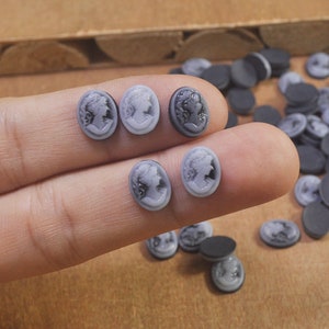 Mini Vintage Gray Cameos,30-100 Oval Flatback Resin Beauty Head Lady Cameo Charm Finding,Phone Decoration Kit,DIY Accessory Jewelry Making